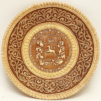 сувенирная тарелка из бересты с логотипом
