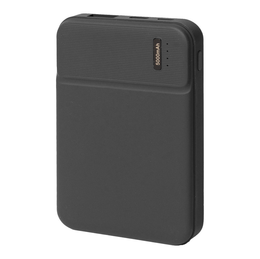 Универсальный аккумулятор Flash 5 (5000 мАч) с подсветкой и soft touch, черный, 9,8х6.3х1,3 см Универсальный аккумулятор Flash 5 (5000 мАч) с подсветкой и soft touch, черный, 9,8х6.3х1,3 см