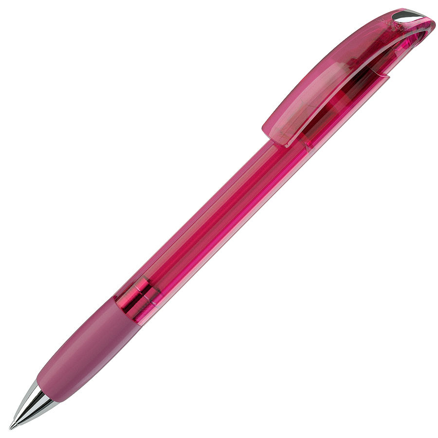 NOVE LX, ручка шариковая с грипом, прозрачный розовый/хром, пластик NOVE LX, ручка шариковая с грипом, прозрачный розовый/хром, пластик
