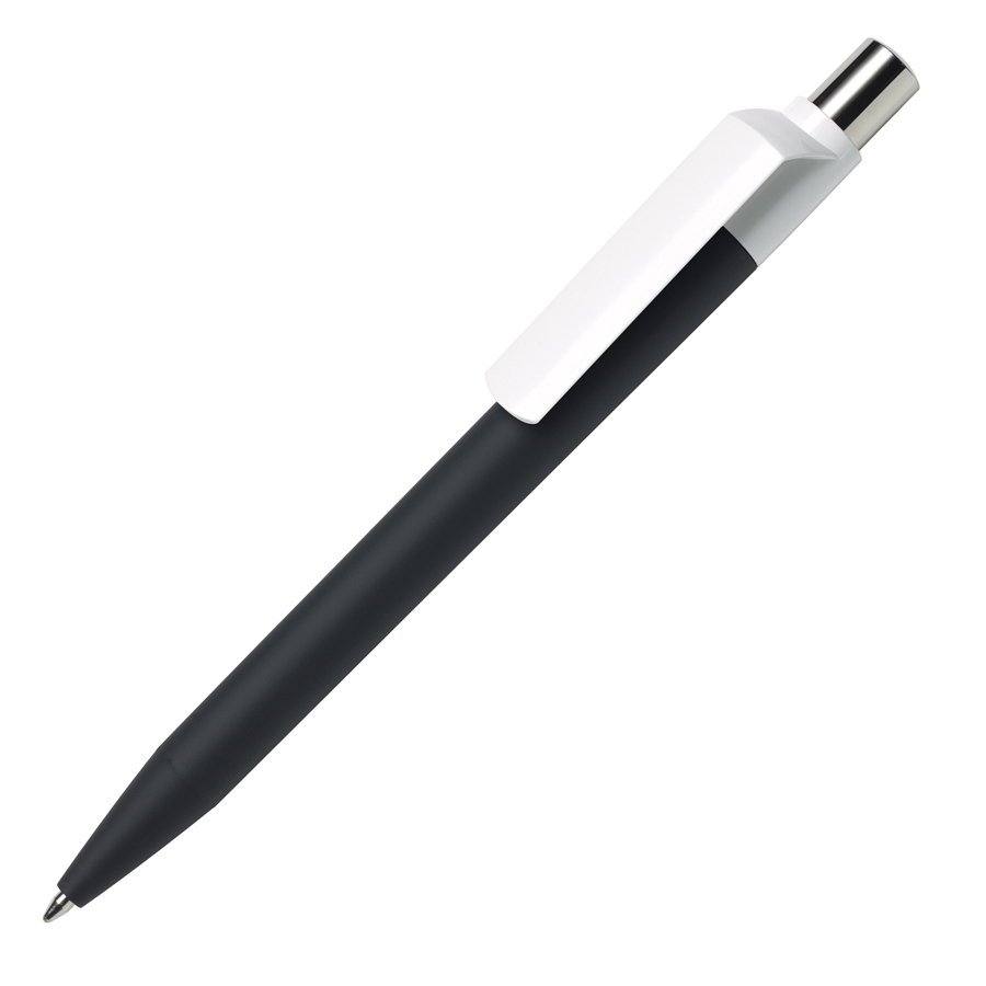 Ручка шариковая DOT, черный корпус/белый клип, soft touch покрытие, пластик Ручка шариковая DOT, черный корпус/белый клип, soft touch покрытие, пластик