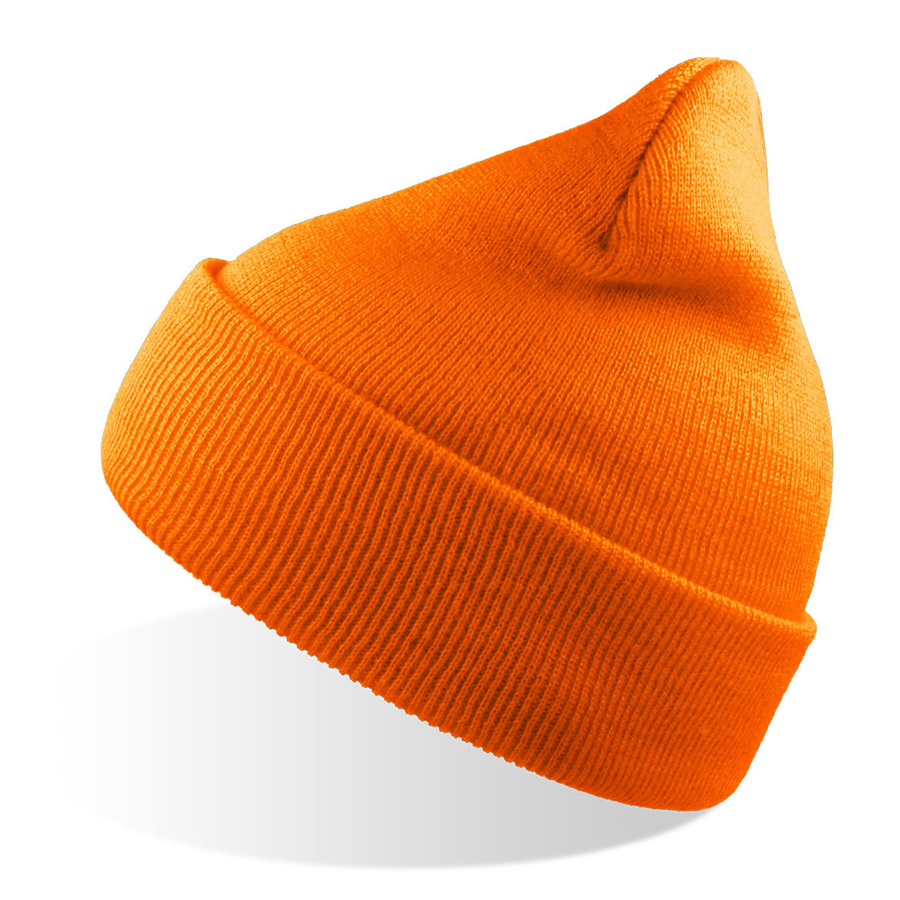 Шапка вязаная двойная Wind-S, оранжевый неон, 100% переработанный полиэстер Шапка вязаная двойная Wind-S, оранжевый неон, 100% переработанный полиэстер