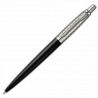 Ручка шариковая Jotter Premium Satin Black Stainless Steel Chiselled, M, синий стержень
