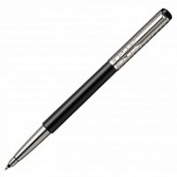 Ручка-роллер Vector Premium Satin Stainless Steel Chiselled,F, черный стержень